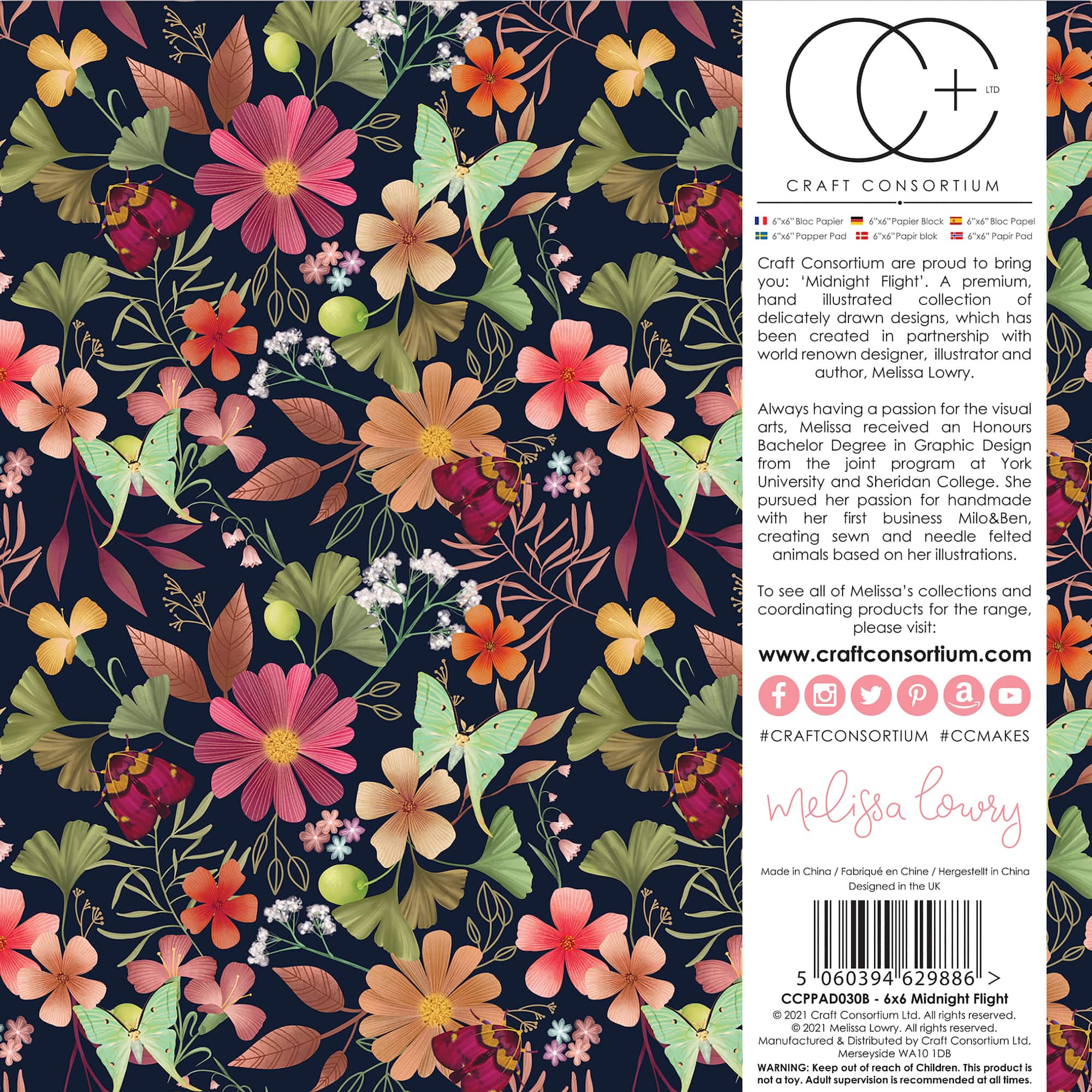 Craft Consortium Midnight Flight Double-Sided Paper Pad, 6" x 6"